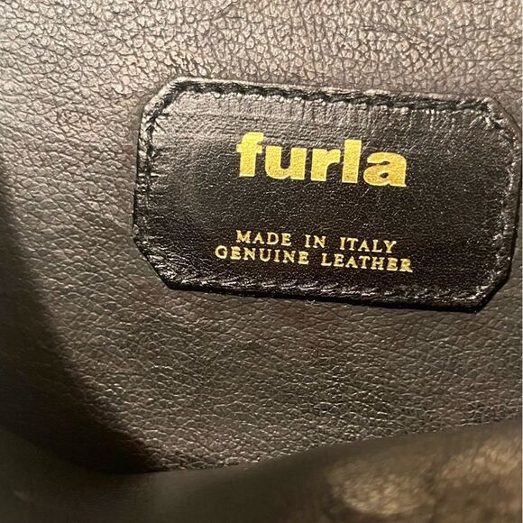Vintage Furla  Black Leather Crossbody Bag with Gold Hardware - Picture 2 of 7